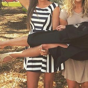 XS Xenia Boutique Navy and White Dress